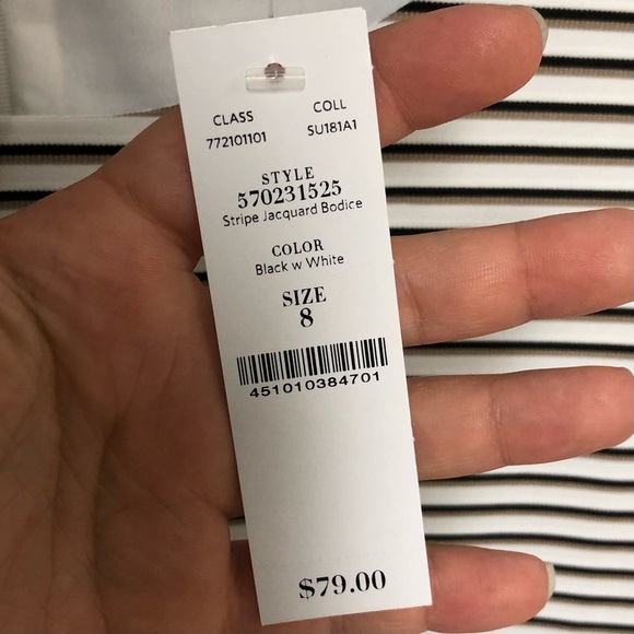 NWT WHBM Stripe Jacquard Bodice Top Sz 8 - Picture 9 of 12
